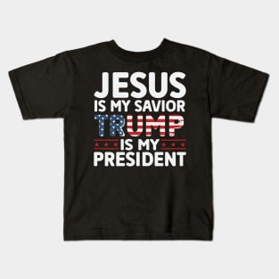 Jesus is my savior trump is my president 2024 Election Vote Trump Political Presidential Campaign Kids T-Shirt